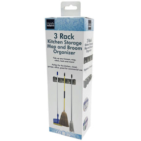 3 Rack Kitchen Storage Mop and Broom Organizer
