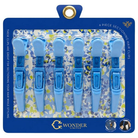 Wonder Light Blue 6 Pack Alligator Sectioning Hair Clips