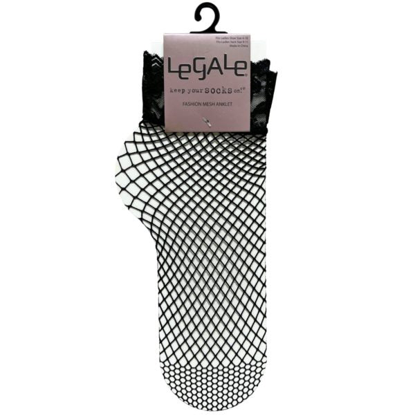 Legale 1 Pair Anklet Lace Edge Fishnet Ladies Shoe Size 4-10