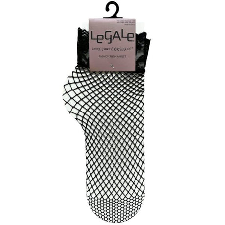 Legale 1 Pair Anklet Lace Edge Fishnet Ladies Shoe Size 4-10