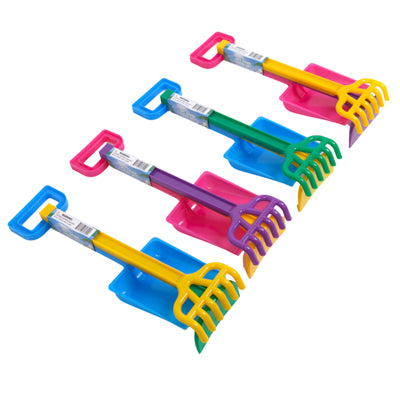 Sand Tool Set 3pc 13in 2-color Combos Rake/shovel/hoe Slv/crd