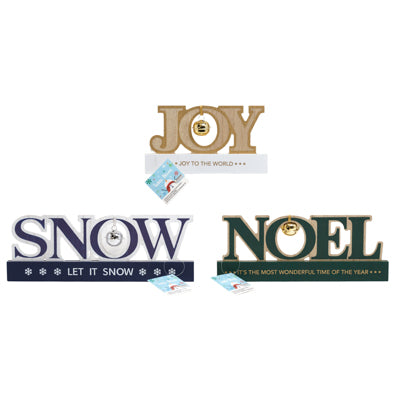 Christmas Tabletop Decor Snow/noel/joy W/bell.mdf/ht