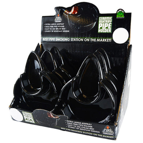 Smoke Zilla Ceramic Ash Tray with Pipe or Cigar Holder in PDQ Display