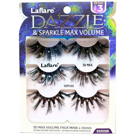 LaFlare Dazzle & Sparkle 3D Gem Embellished 3 Pack Lashes