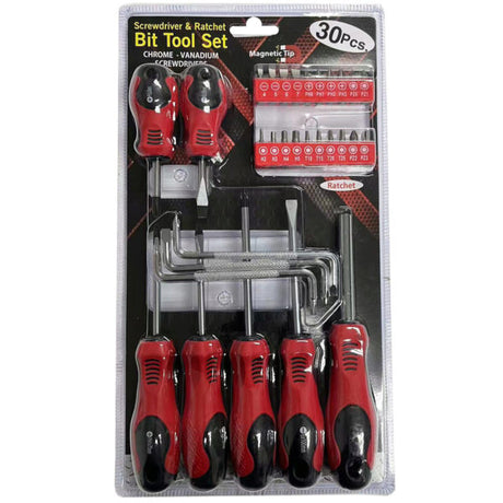 30pc Screwdriver & Ratchet Bit Tool Set