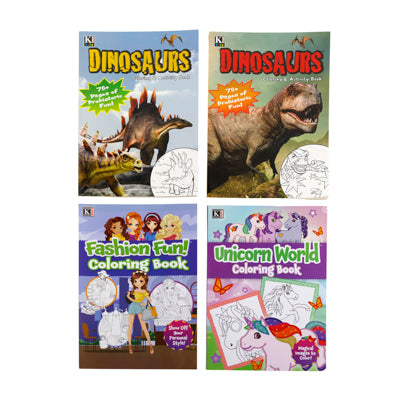 Coloring Books Unicorn - Dinosaurs - Fashion Fun  3 Assorted In Floor Display