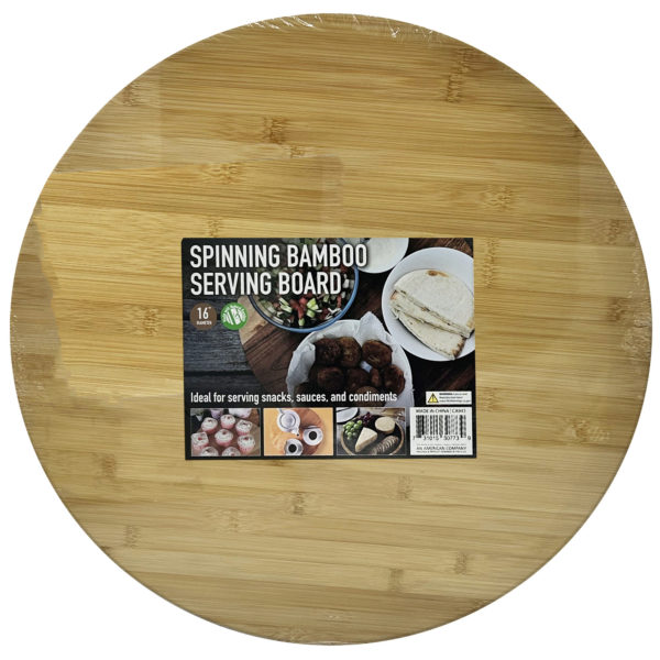 19.5" Bamboo Wood Rotating Serving Board
