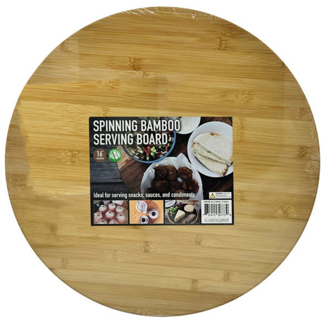 19.5" Bamboo Wood Rotating Serving Board
