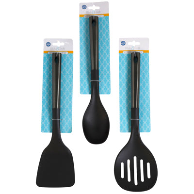 Kitchen Tool Nylon W/ Metallic Handle 13in 3 Asst Solid & Slot Turner/ Basting Spoon B&c Tcd