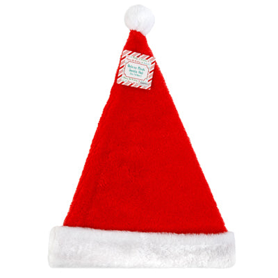 Santa Hat Deluxe Plush Red W/white Cuff 11.5x17in Ht/jhook