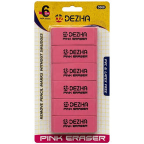 Pink Bevel Erasers 6 Pack
