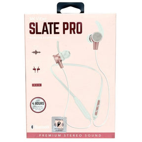 VIBE Slate Pro Behind the Neck Bluetooth Wireless Headset Assorted Black and White with Rose Gold