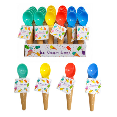 Ice Cream Scoop 7.87in W/cone-look Handle 4ast Colors In 24pc Pdq