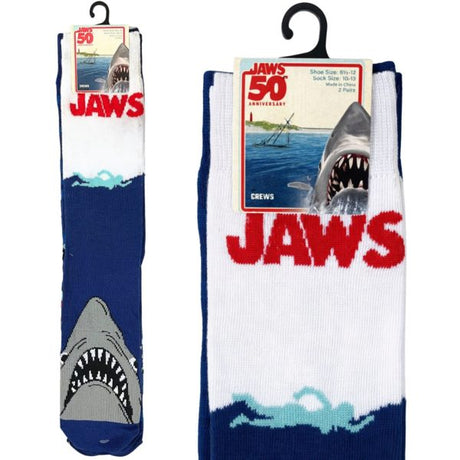 2 Pack JAWS Crew Socks Size 10-13