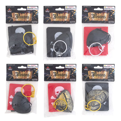 Pirate Patch Set 3pc 6asst W/2ast Nonwoven Scarf/earring/patch On 12pc Mdsg Strip/pbh