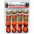 4 Pack 15' Ratchet Tie-Down Set with Buckle