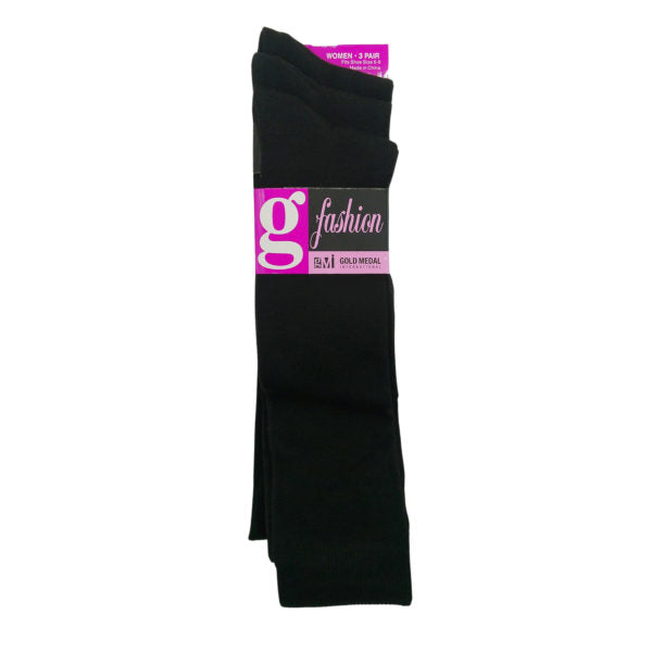 3 Pack Black Sueded Jersey Knee-Hi Socks Size 9-11