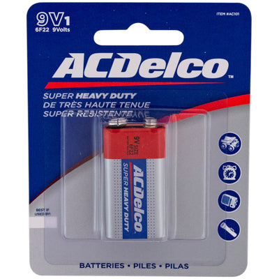 Batteries 9 Volt 1pk Heavy Duty Ac Delco On Blister Card