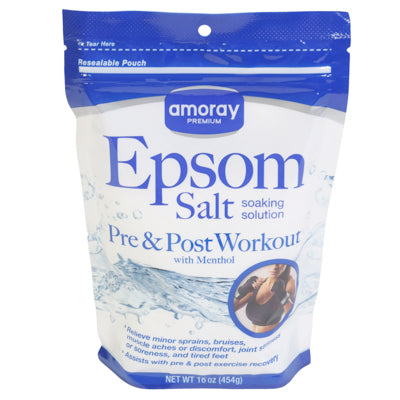 Epsom Salt 16oz Pre  & Post Workout Menthol Amoray