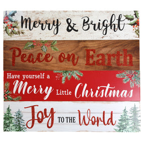 Wall Plaque Christmas Horizontal 4ast Mdf 23.6 X 0.5 X 5.2in Comply/label