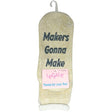 Legale 1 Pair Cozy Socks "Makers Gonna Make" w/ Grip Ivory Ladies Shoe Size 4-10