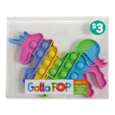 Sensory Bubble Fidget Toy Dancing Unicorn Gotta Pop Acetate Box Pp$3.00