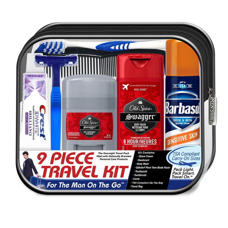 9 PC. Men's Travel Kit featuring Old Spice Swagger Body Wash
