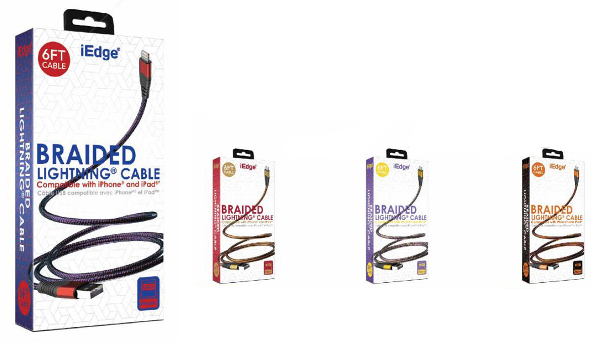 6-Ft. Fabric iPhone Lightning Braided Cables w/ Metallic Trim
