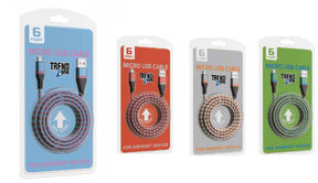 6-Ft. Micro-USB Mesh Cables w/ Two Tone Stripes