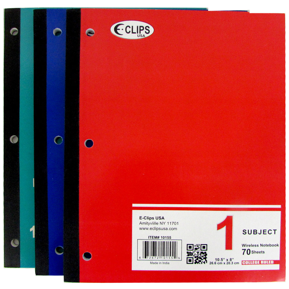 70-Page 1-Subject Wide Ruled Wireless Notebooks