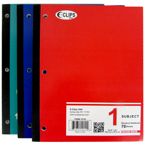 70-Page 1-Subject Wide Ruled Wireless Notebooks