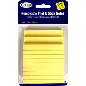Peel & Stick Lined Yellow Sticky Notes - 3-Pack