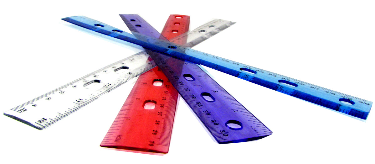 12" Plastic Rulers - Assorted Colors