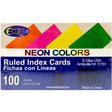 3" X 5" Ruled Index Cards - Neon Colors - 100-Pack