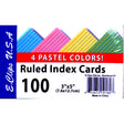 3" X 5" Pastel Colored Ruled Index Cards - 100-Pack