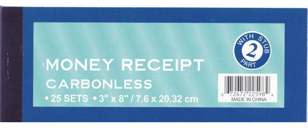 50-Sheet Carbonless 2-Part Money Receipt Books w/ Receipt Stub