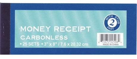 50-Sheet Carbonless 2-Part Money Receipt Books w/ Receipt Stub