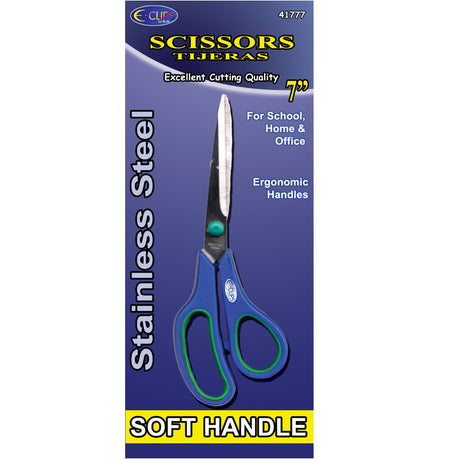 7" All Purpose Stainless Steel Scissors w/ Comfort Grip - Assorted Colors - Single Pack