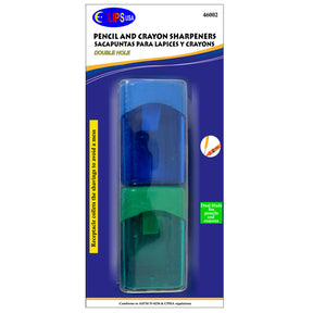 Large Pencil & Crayon Sharpeners w/ Receptacle - 2-Pack