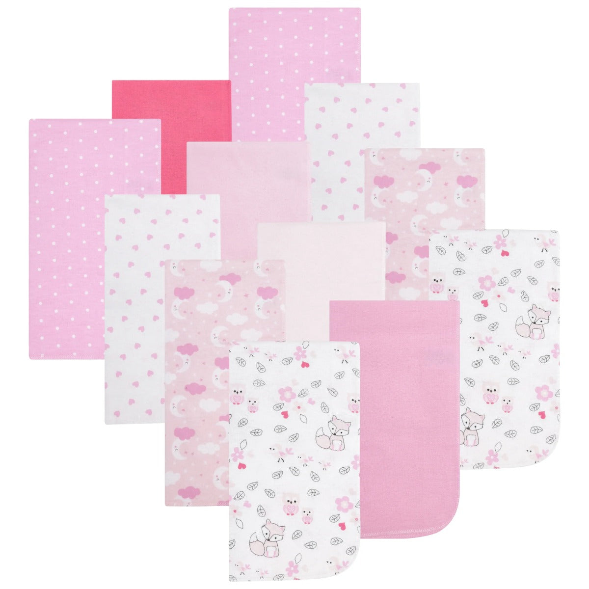 Baby Girl's Printed Burp Cloths - 12-Pack
