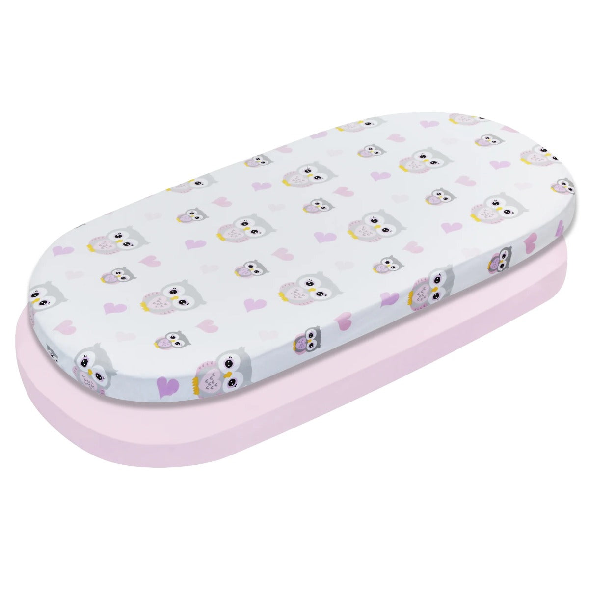Printed Bassinet Sheets - Owls & Pink Print - 2-Pack
