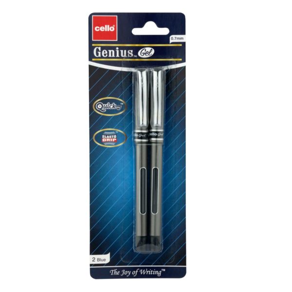 Cello 2 Pack 0.7mm Quick Dry Genius Gel Blue Pens