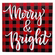 4.75" Merry and Bright Tabletop Sign with Buffalo Checkered Plaid Background