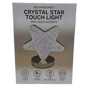 Rechargeable 3000K-7000K LED Acrylic Crystal Star Touch Light with Gold Accents