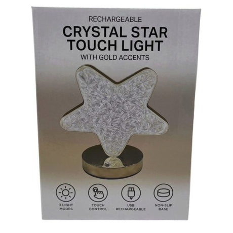 Rechargeable 3000K-7000K LED Acrylic Crystal Star Touch Light with Gold Accents