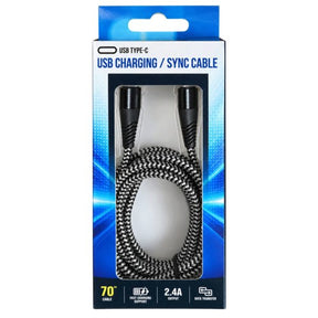70" 5 Volt  Braided Type-C to Type-C Charge and Sync Cable