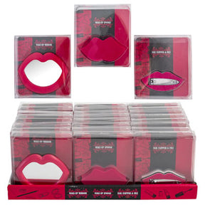 Beauty Combo Lip Shape 3asst Sponge/clip&file/mirror 24pc Pdq/pvc Box W/insert Cosmtc Art
