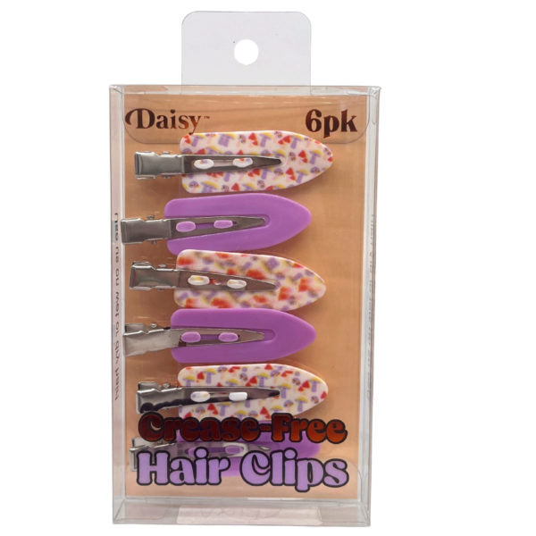 6 Pack Happy Mushroom Crease-Free Hair Clips