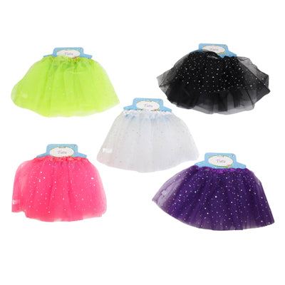Tutu 3-layer Tulle W/sequins Stars 5ast Colors Kids Hdrcard