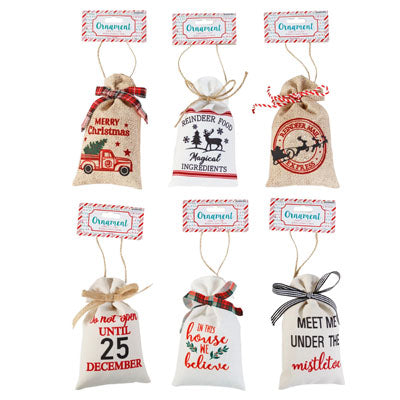 Ornament Santa Bag 6ast 3.625 X 1 X 5.5in Christmas Headercard